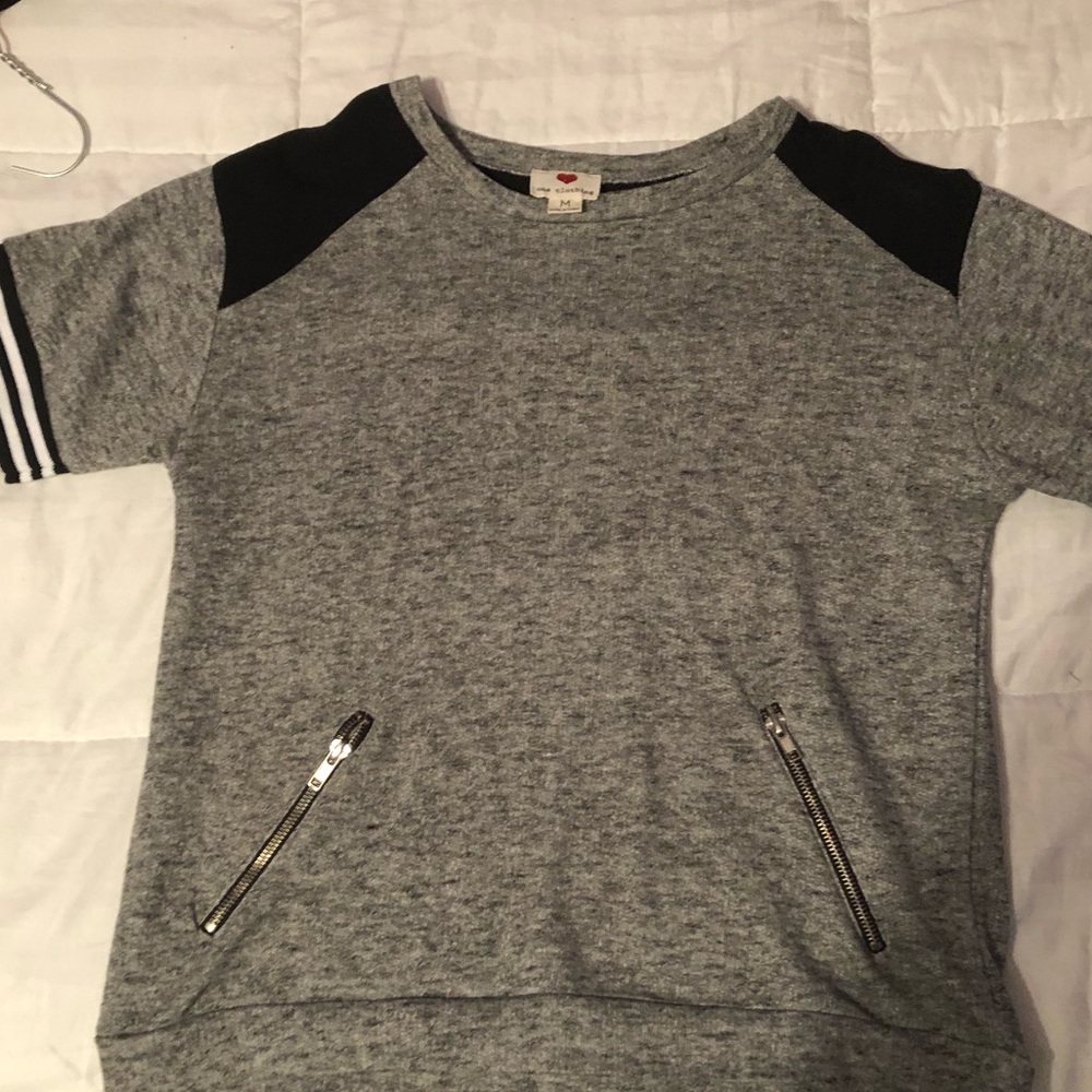 Cropped varsity line sweater